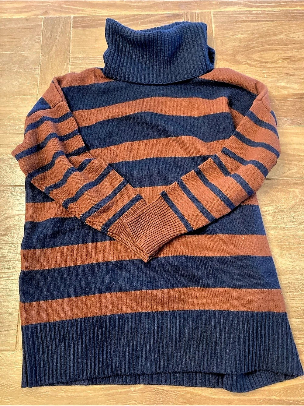 Madewell Striped Turtleneck Sweater in Blue & Brown Size XS